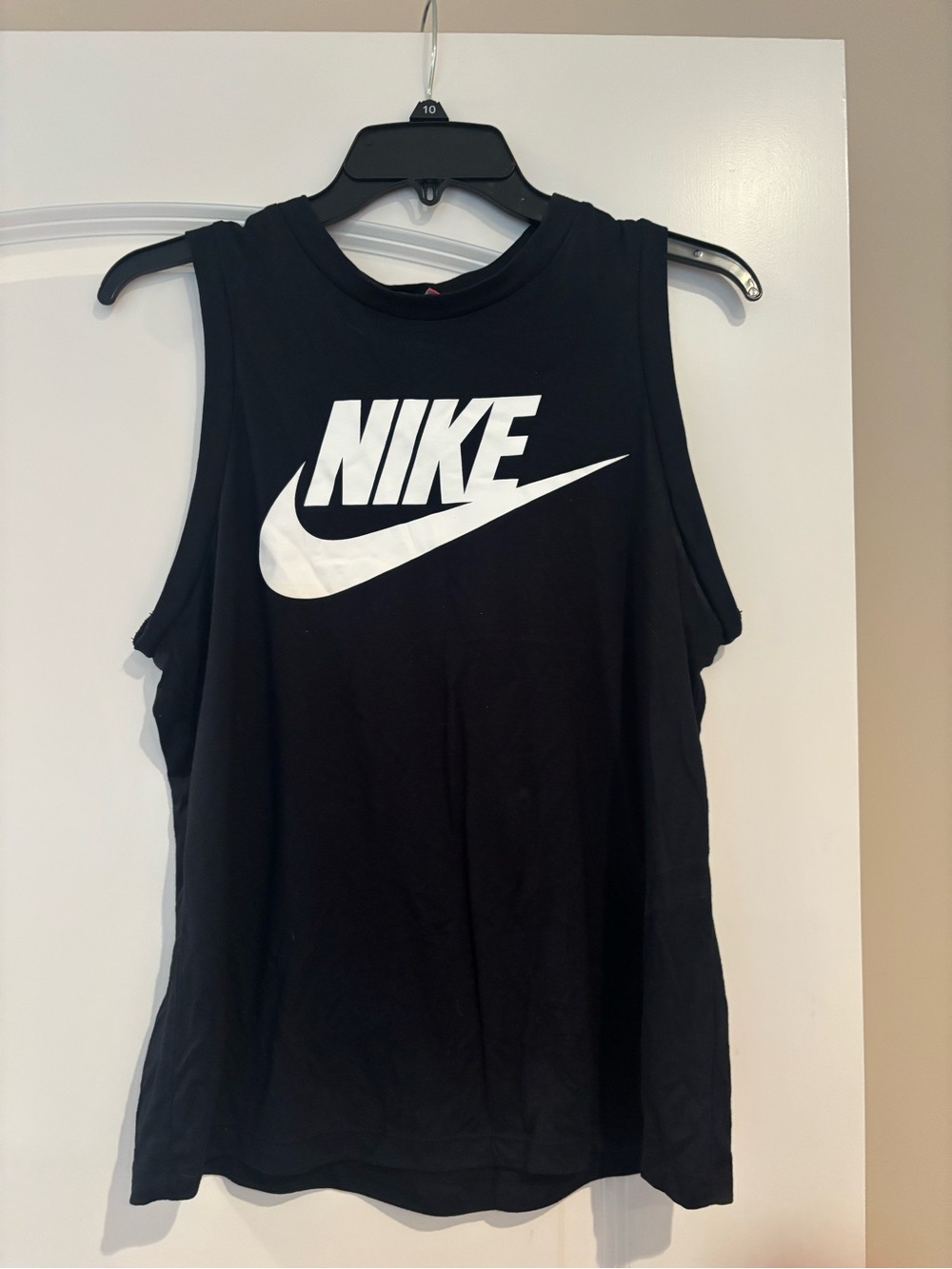 Nike Black Muscle Tank with Bold White Swoosh